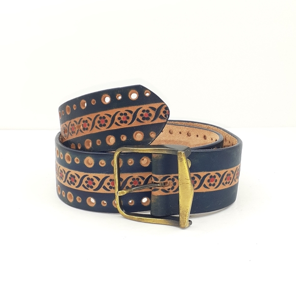 Vintage Accessories - Shipping Disc! Hand-Stained Belt by Latitan